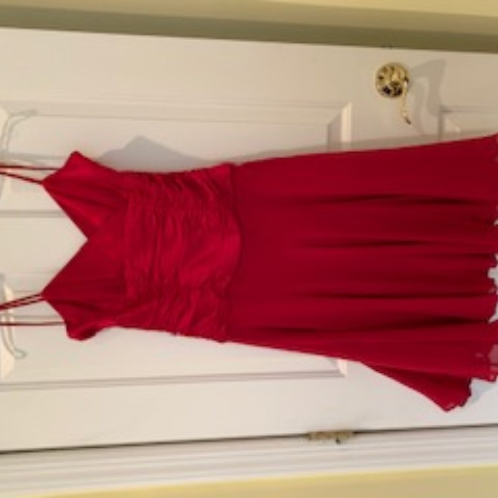 Nine West red silk mini dress.